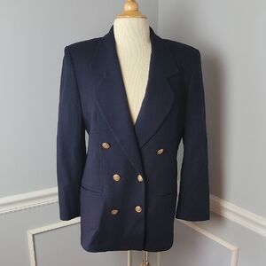 B.B. Brigham VTG Navy Blue Double Breasted Nautical Preppy 100% Wool Blazer